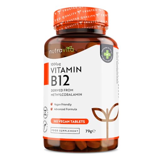 Vitamin B12 1000mcg - 365 High Strength Vegan Tablets (1 Year Supply) - Max Strength NutravitaUS supplements