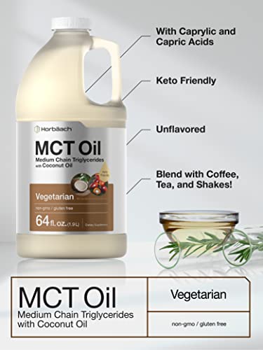 MCT Oil 64 oz | 100% Pure | Blends with Coffee, Tea, Juice and Liquids | Value Size Unflavo HorbäachAu supplements