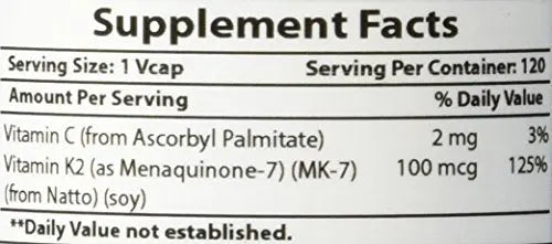 Best Naturals MK-7 Vitamin K2 100 mcg 120 Vcaps Best NaturalsAu supplements