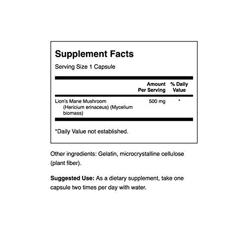 Swanson Lion's Mane Mushroom Capsules - 500 mg Each, 60 Capsules SwansonAu supplements