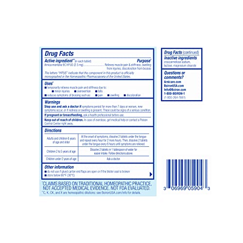 Boiron Arnicare Tablets for Pain Relief from Muscle Pain, Joint Soreness, Swelling from Injury or Bruises BoironAu supplements