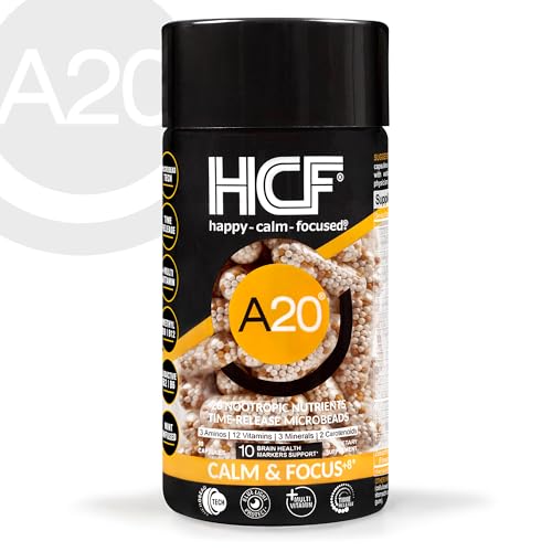 HCF A20 Microbead Brain Health Supplements for Adults for Memory, Focus, Calm, Mood, Alertness, Attention, Vision, Sleep, Immune System, 20 Premium Nootropic Nutrients Multivitamin & 7 Advances® Tech HCFAu supplements