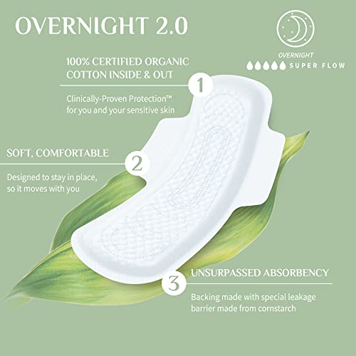 Organyc New and Improved 100% Certified Organic Cotton Overnight Feminine Pads OrganycAu supplements