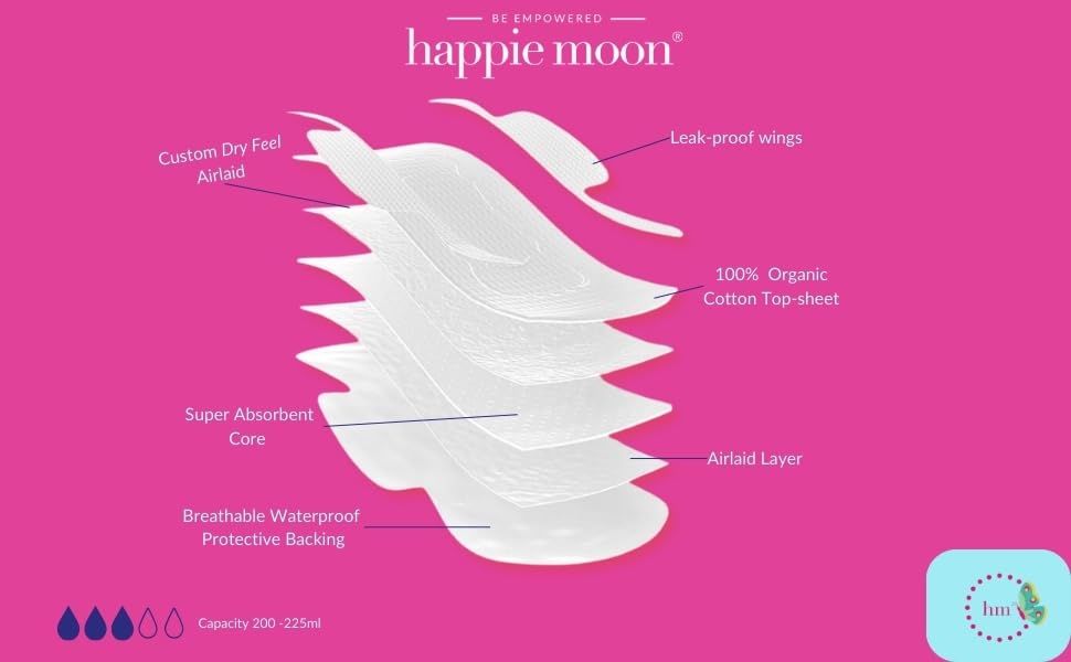 happie moon Tween and Teen Pads | Small Organic Cotton Cover Period Pads | Ultra Thin Cotton Pads Happie MoonAu supplements