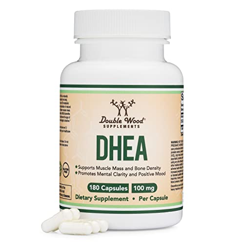 DHEA 100mg | 180 Capsules | Max Strength 6 Month Supply | Third Party Tested | Hormone Double Wood SupplementsUS supplements