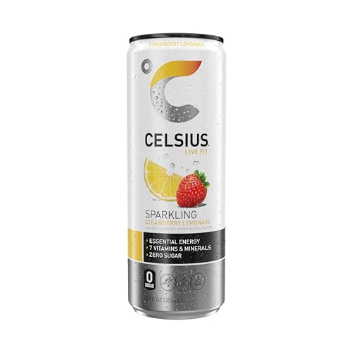 CELSIUS Sparkling Strawberry Lemonade, Functional Essential Energy Drink, 12 Fl Oz CELSIUSUS supplements