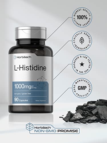 Horbaach L-Histidine 1000mg 90 Capsules | Non-GMO and Gluten Free | Pharmaceutical HorbäachAu supplements