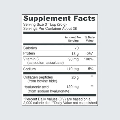 Vital Proteins Collagen Peptides Powder with Hyaluronic Acid and Vitamin C, Unflavored Vital ProteinsUS supplements