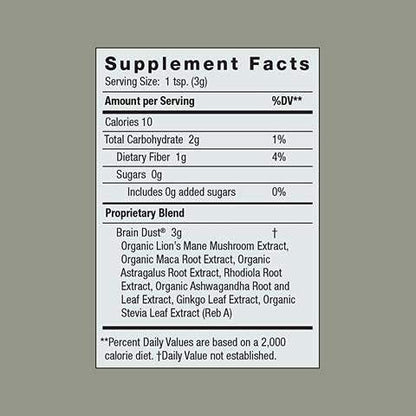 Moon Juice Brain Dust - Adaptogenic Mushroom Supplement for Memory & Focus - Lion’s Mane, Ginkgo Biloba & Ashwagandha - Caffeine-Free, Vegan Brain Supplement - 1.5 oz Moon JuiceUS supplements