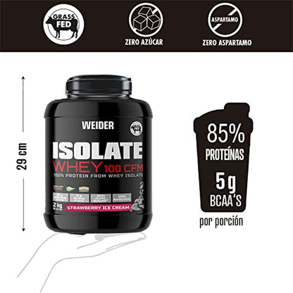 Weider Isolate Whey 100 CFM (2kg) Strawberry Ice Cream Flavour. Protein Powder with 25g Proteins WeiderUS supplements