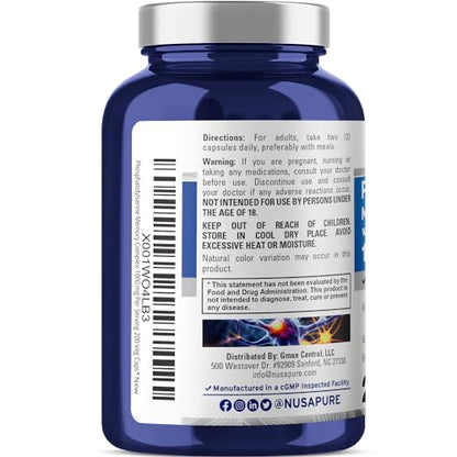 NusaPure Phosphatidylserine Memory Ultimate Complex 1000mg 200 Vegetarian Caps NusaPureUS supplements