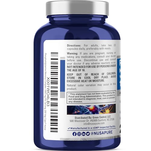 NusaPure Phosphatidylserine Memory Ultimate Complex 1000mg 200 Vegetarian Caps NusaPureUS supplements