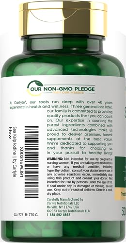 Sea Kelp Iodine Supplement | 225mcg | 300 Tablets | Non-GMO, Gluten Free | Traditional CarlyleAu supplements