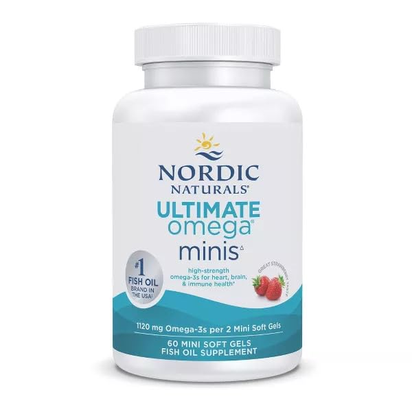 Nordic Naturals Ultimate Omega Minis, Strawberry Flavor - 60 Minis Soft Gels - 1120 mg Omega-3 - High-Potency Fish Oil Supplement - EPA & DHA - Promotes Brain & Heart Health - 30 Servings Nordic NaturalsAu supplements