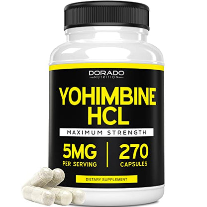 Yohimbine HCL 5mg For Men and Women (270 Capsules) - More Potent Than Yohimbe DORADO NUTRITIONUS supplements