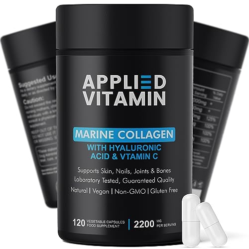Applied vitamin Marine Collagen Capsules 2000mg-Enhance with Hyaluronic Acid, Zinc, Vitamin C & Biotin 120 Applied VitaminAu supplements