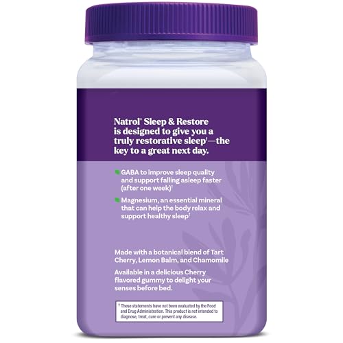 Natrol Sleep & Restore Magnesium Glycinate Blend Gummies, Magnesium for Sleep Aids for Adults, Melatonin-Free, Cherry Flavored, 30 Day Supply NatrolAu supplements