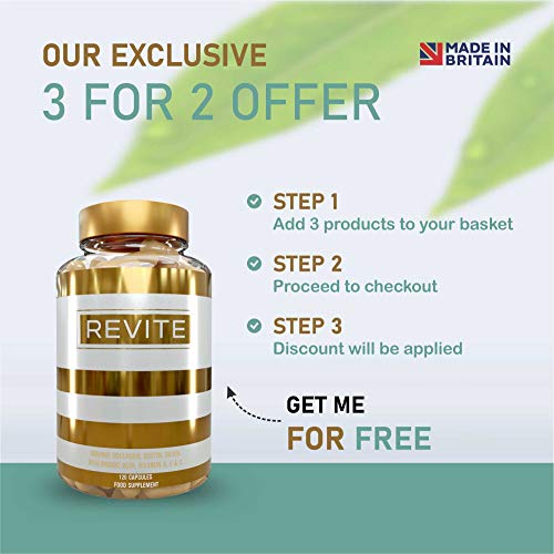 Marine Collagen Capsules 2000mg, Hyaluronic Acid, Silica, Biotin, Vitamin A, E & C Hair ReviteAu supplements