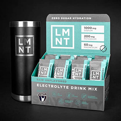 LMNT Zero-Sugar Electrolytes - Raw Unflavored Salt - Hydration Powder Packets Drink LMNTUS supplements