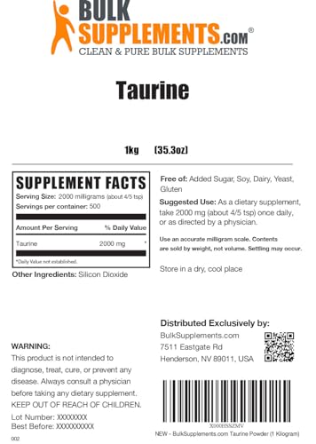BULKSUPPLEMENTS.COM Taurine Powder - Taurine Supplement, Taurine 2000mg BULKSUPPLEMENTS.COMUS supplements