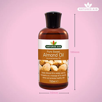 Natures Aid Almond Oil, Pure, Sweet Almond Oil, Massage Oil, Suited to Dry, Sensitive Skin natures aidUS supplements
