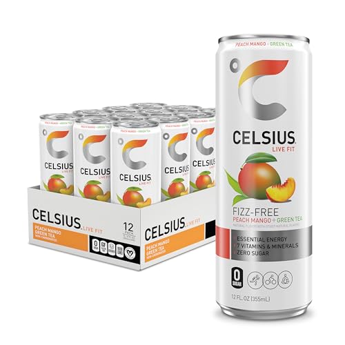 CELSIUS Peach Mango Green Tea, Functional Essential Energy Drink 12 Fl Oz (Pack of 12) CELSIUSUS supplements