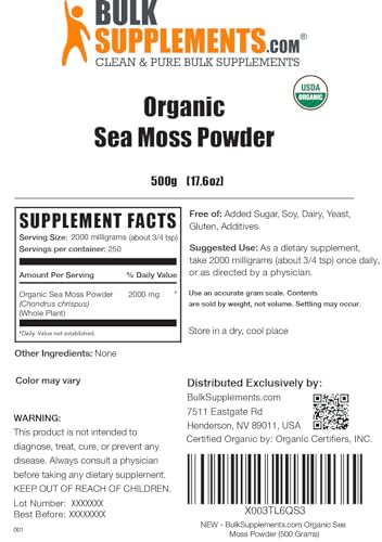 BULKSUPPLEMENTS.COM Organic Irish Sea Moss Powder - Sea Moss Supplement, Irish BULKSUPPLEMENTS.COMUS supplements
