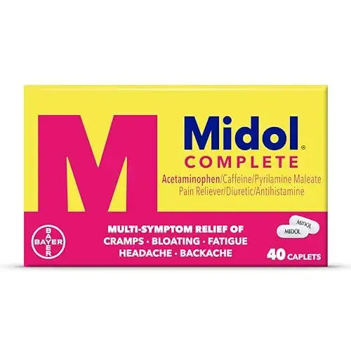 Midol Complete Menstrual Pain Relief Caplets with Acetaminophen for Period Cramps, and Menstrual Symptom Relief - 40 Count (Pack of 3) (Packaging May Vary) MidolAu supplements
