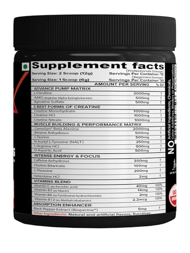 NutriJa Weapon-X Pre-Workout Powder with 21 Active Ingredients - 3 Best forms of Creatine NutriJaUS supplements