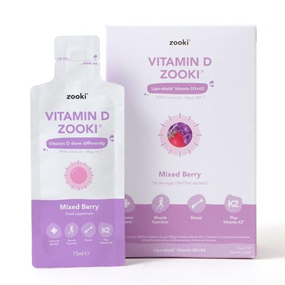 Zooki 3000iu Liposomal Vitamin D3 + K2 Liquid Sachets | 4X Higher Absorption Clinically Proven yourzookiUS supplements