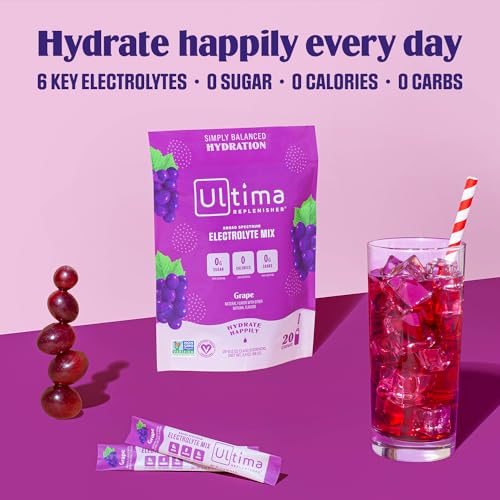 Ultima Replenisher Daily Electrolyte Drink Mix – Grape, 20 Stickpacks – Hydration Packets Ultima ReplenisherUS supplements