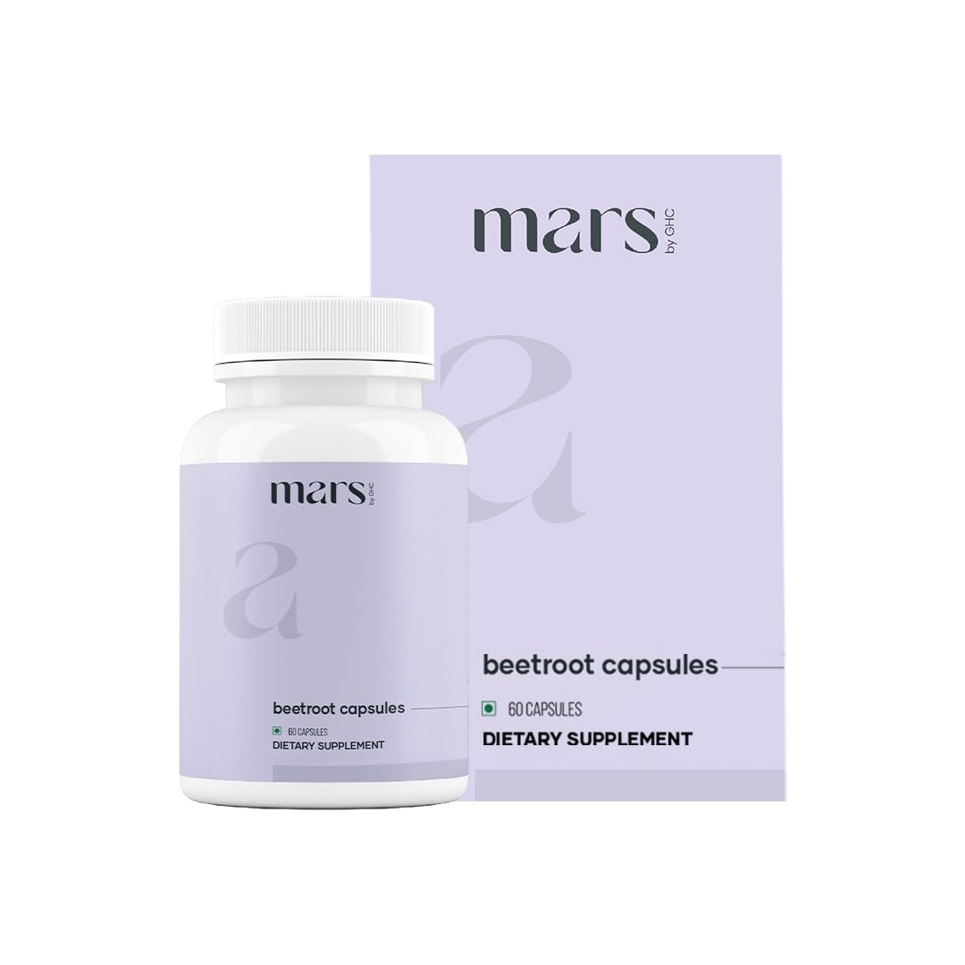 MarsbyGHC Natural Beetroot Capsules | with Garlic, Blueberry, Pomegranate & L-Arginine | Plant-Based Supplement | Pack of 1 mars by GHCAu supplements