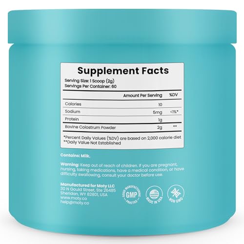Moty Bovine Colostrum Grass Fed Powder Supplement for Gut Health, Muscle Recovery MotyUS supplements