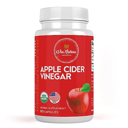 Via Natura Organics Apple Cider Vinegar Capsules 1000mg | Organic Herbal Supplement Via Natura OrganicsUS supplements