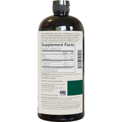 Viva Naturals Organic MCT Oil for Keto Coffee (32 fl oz) - Best MCT Oil Supplement Viva NaturalsUS supplements