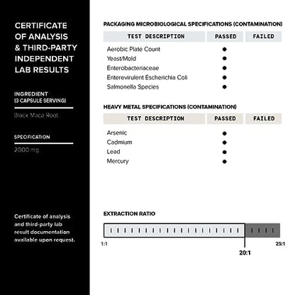 40,000mg Pure Black Maca Root Extract - Ultra Concentrated 20:1 Single Origin Wildcrafted ToniiqUS supplements