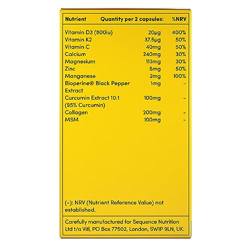 Vitl Bone & Joint Supplement - 60 Capsules - with Calcium, Manganese, Hydrolysed Type II Collagen & Turmeric - Maintenance for Joints, Bones VITLAu supplements
