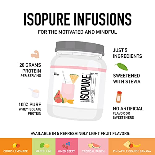 Isopure Protein Powder, Clear Whey Isolate Protein, Post Workout Recovery Drink Mix IsopureUS supplements