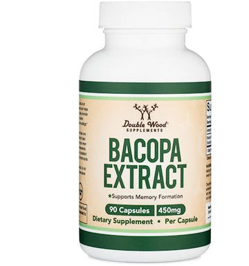 Bacopa Monnieri Capsules 20% Bacosides 450mg, 90 Count (Manufactured in USA Double Wood SupplementsUS supplements