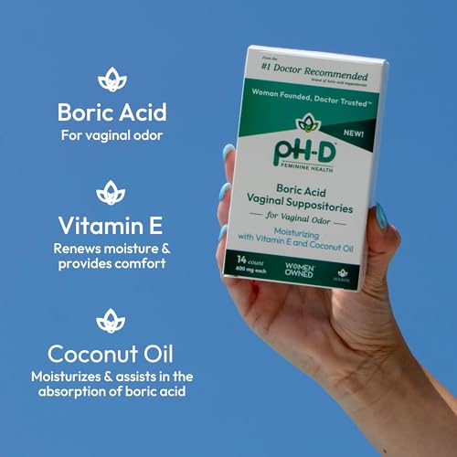 pH-D Feminine Health - Boric Acid Moisturizing Suppository - Woman Owned - for Vaginal Odor pH-D Feminine Health SupportAu supplements