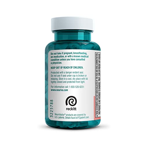 NEURIVA Original Decaffeinated Clinically Tested Nootropic Brain Supplement for Memory, Focus & Concentration, NeuroFactor & Phosphatidylserine, 28ct Capsules NEURIVAAu supplements