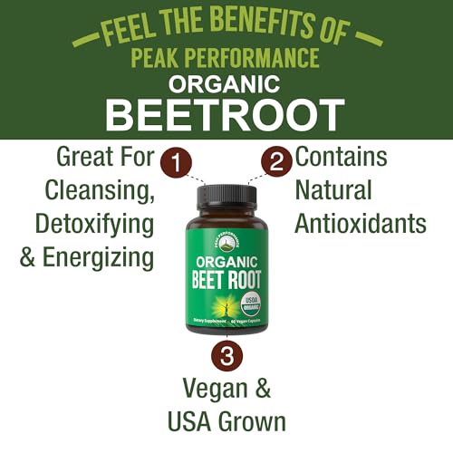 USDA Organic Beet Root Vegan Capsules. Beets Juice Powder Super Food Pills 1200 mg Peak PerformanceAu supplements