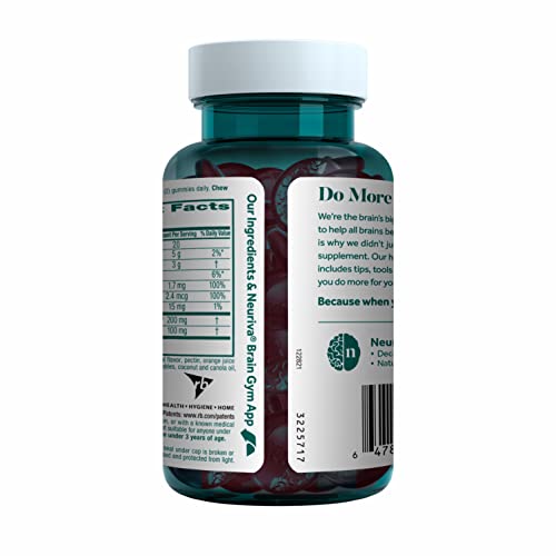 NEURIVA Plus Decaffeinated Nootropic Brain Supplement for Memory, Focus & Concentration & Cognitive Function, Clinically Tested NeuroFactor, Phosphatidylserine, Vitamins B6 B12,50ct Strawberry Gummies NEURIVAAu supplements