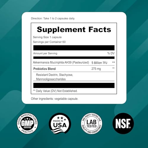Akkermansia Muciniphila Probiotics for Digestive Health - 5 Billion TFU Akkermansia Probiotic UpNourishUS supplements