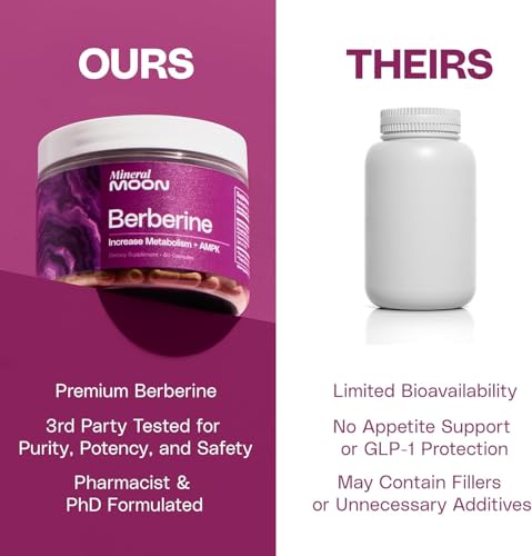 Mineral Moon Premium Berberine Supplement Body Composition, 60 Capsules - with Cissus Quadrangularis & Berberine Phytosome - Supports Overall Wellness Mineral MoonAu supplements