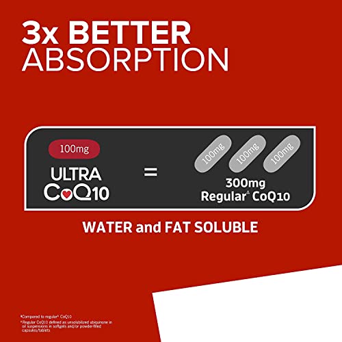 Qunol CoQ10 100mg Softgels, Ultra CoQ10 100mg, 3x Better Absorption, Antioxidant QunolUS supplements