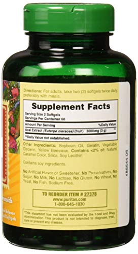 Puritan's Pride Triple Strength Acai 3000 MG, 120 Count Puritan's PrideUS supplements