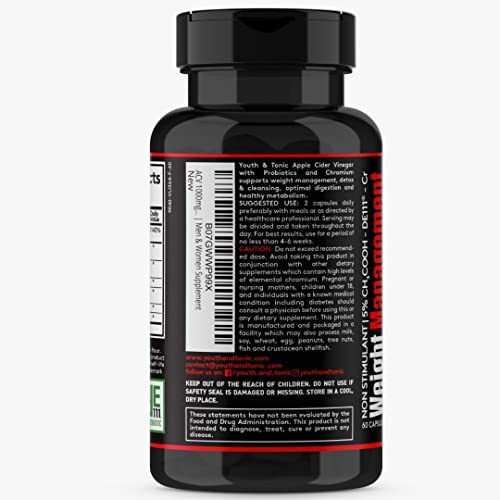 Youth & Tonic Natural Appetite Suppressant for Weight Loss / 1000 mg Apple Cider Youth & TonicAu supplements