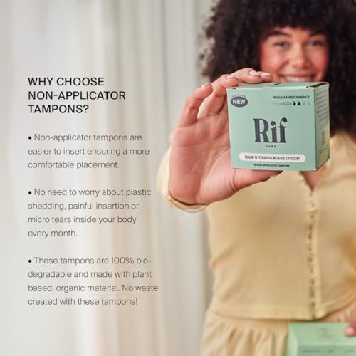 Rif Care Organic Cotton Non Applicator Tampons Regular Absorbency 18 Count Rif careAu supplements
