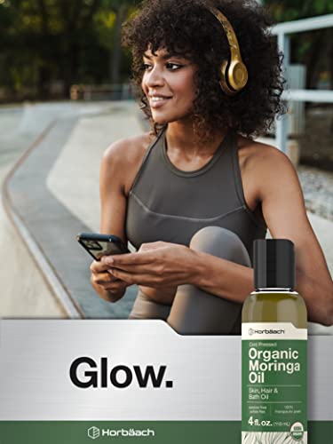 Organic Moringa Oil | 4 fl oz | for Face, Hair, and Skin | 100% Therapeutic Grade | Paraben HorbäachAu supplements